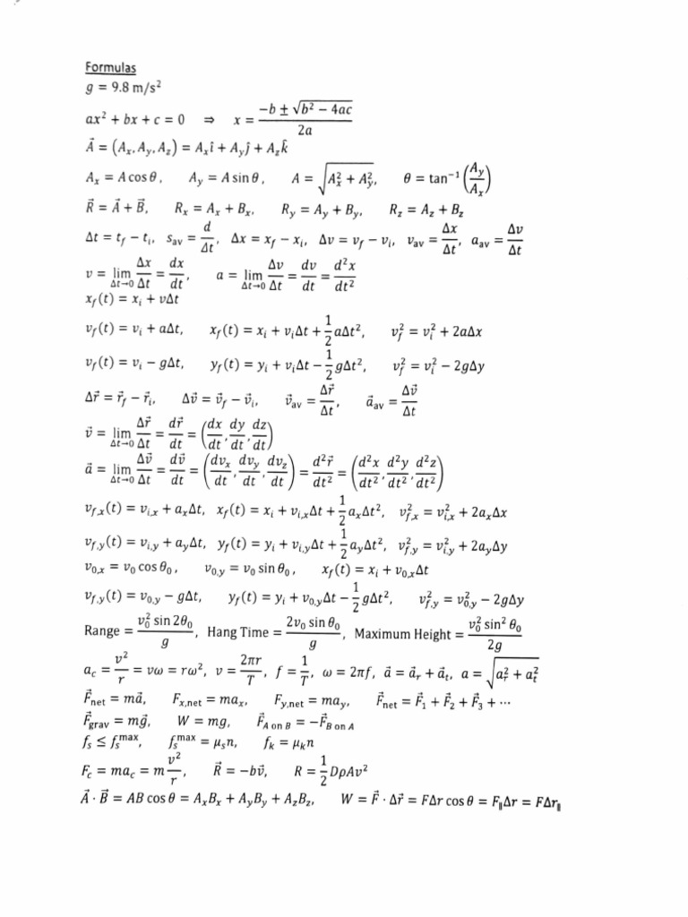 Equation Sheet | PDF