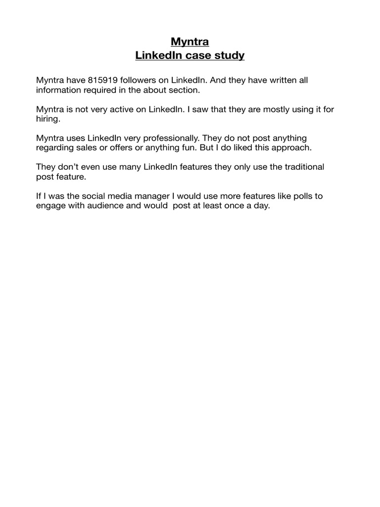 Myntra LinkedIn Strategy Analysis | PDF
