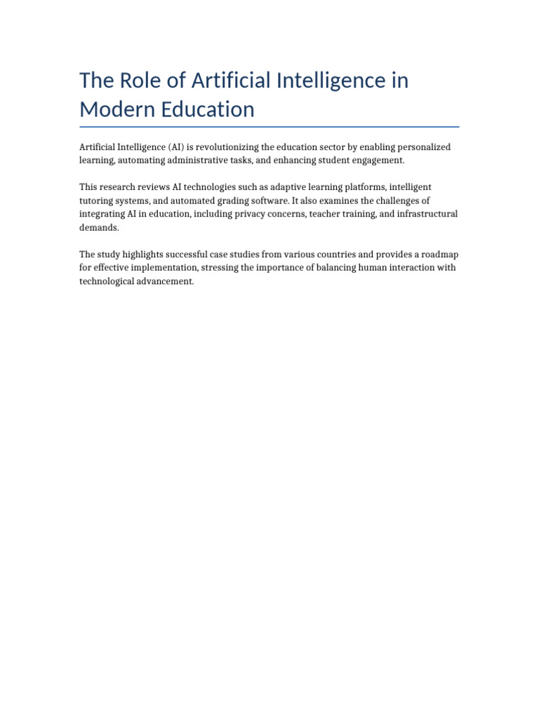 AI in Modern Education | PDF