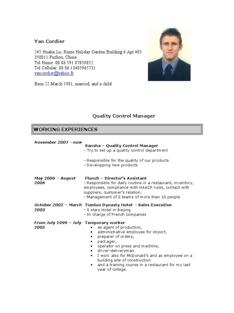 Resume of A French in China | PDF