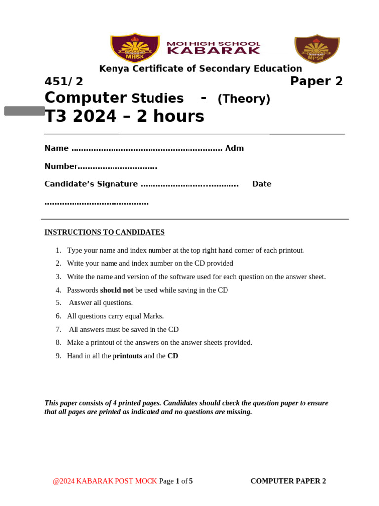 Computer Pp2 | PDF | Worksheet | Computing