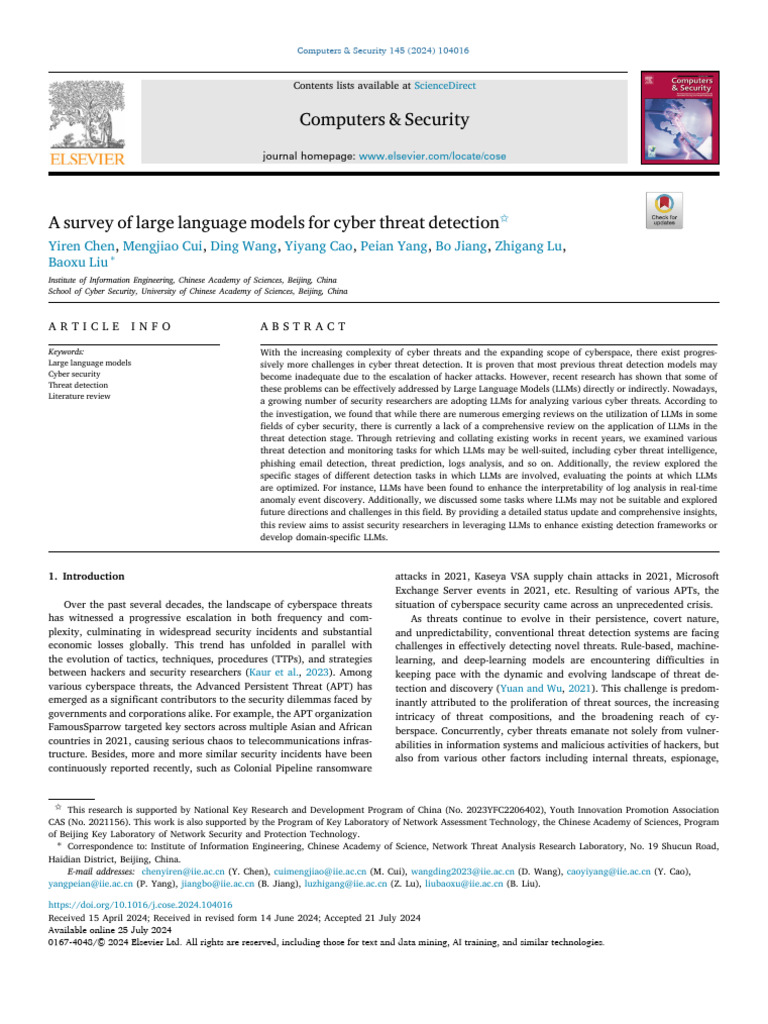LLMs in Cyber Threat Detection Review | PDF | Machine Learning ...