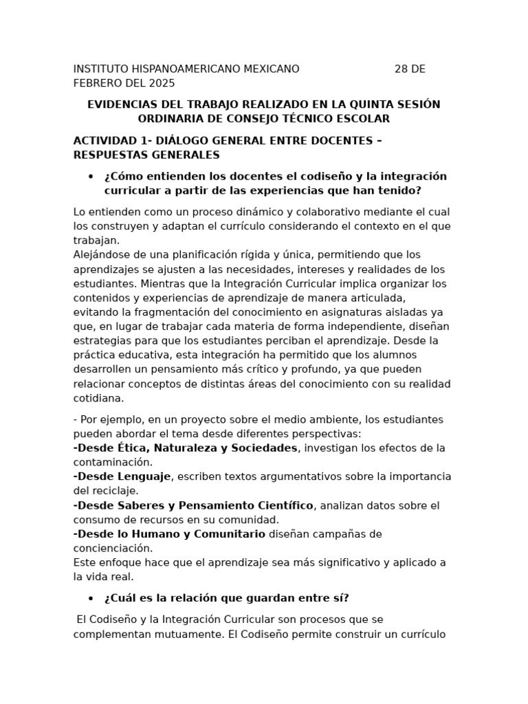Codiseño e Integración Curricular Educativa | PDF | Enseñando | Plan de ...