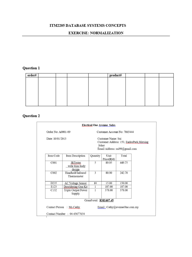 Normalization Exercise | PDF