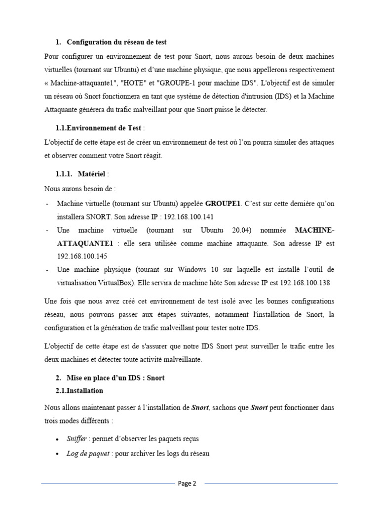 Installation et configuration de Snort | PDF | Sécurité | Sécurité des ...