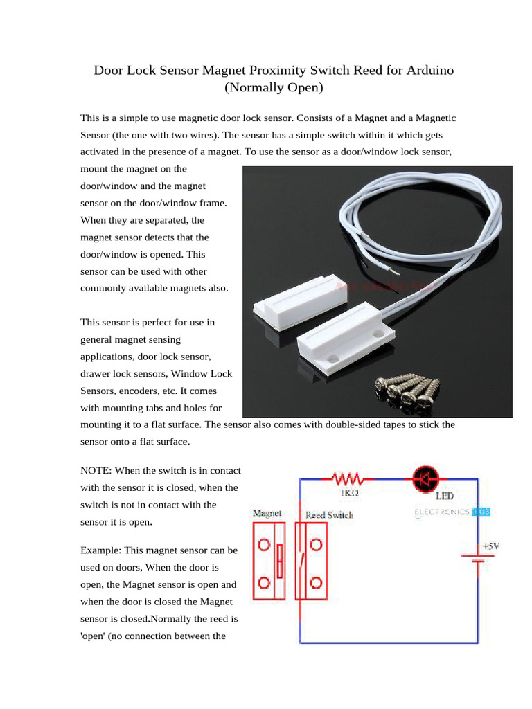 Arduino Magnetic Door Lock Sensor | PDF | Switch | Electrical Equipment