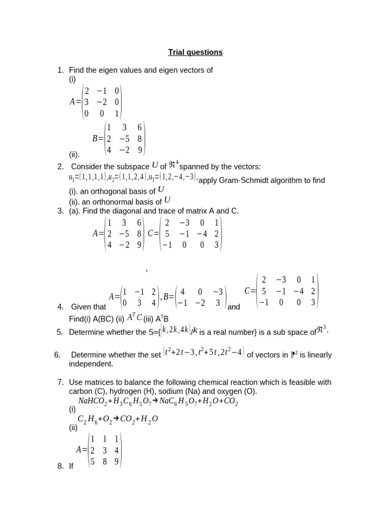 Eigenvalues, Orthogonal Basis, and Matrices | PDF
