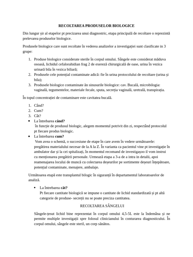 Recoltarea Produselor Biologice | PDF