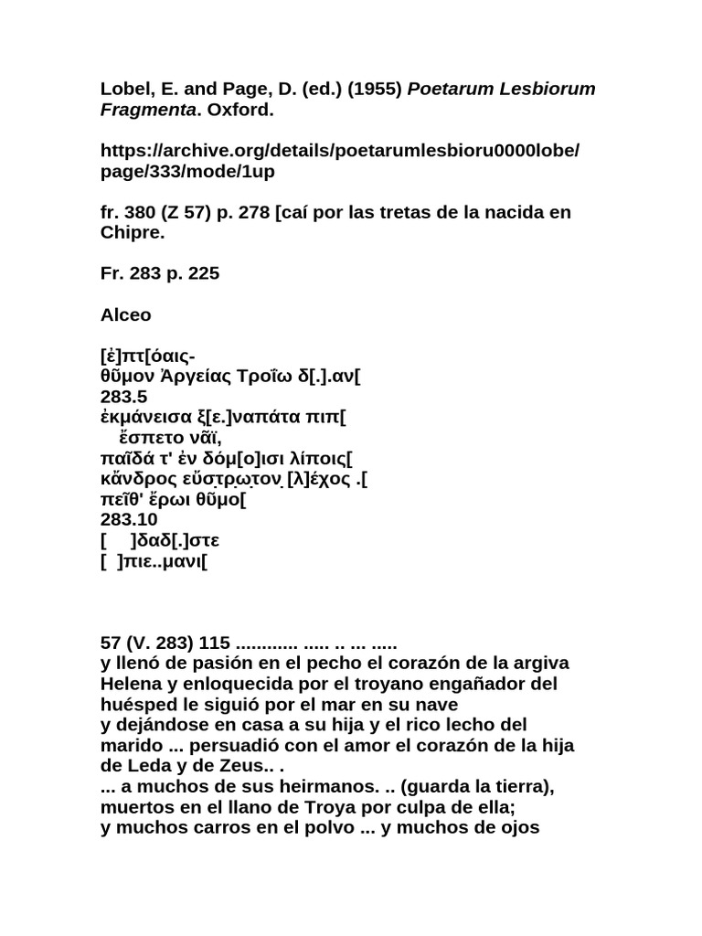 Alceo y Safo: Fragmentos Lesbios | PDF