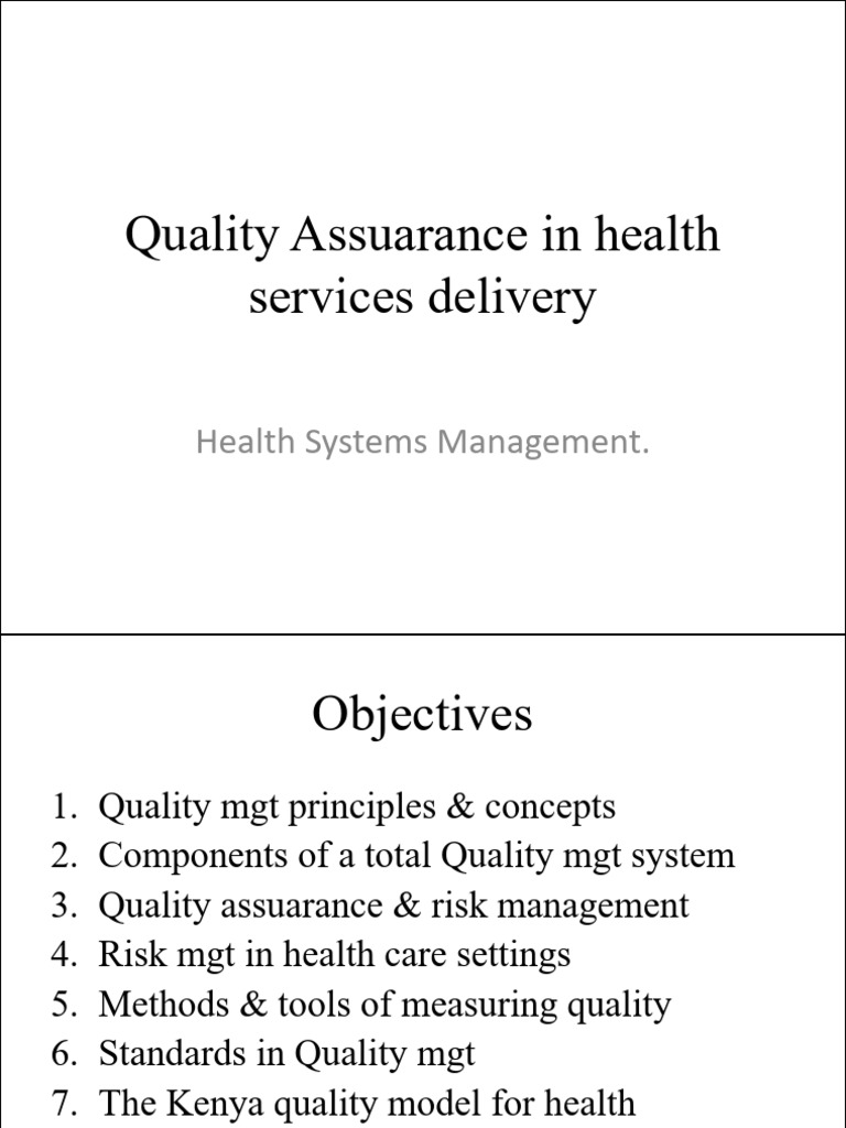 Quality Assuarance in Health Services Delivery | PDF | Quality ...