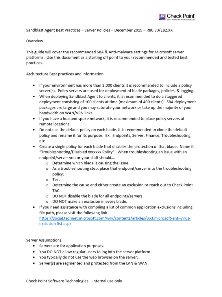 SBA Server Policy Best Practice v3 | PDF | Antivirus Software ...