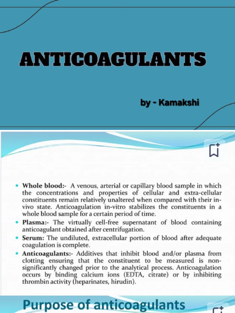 Anticoagulants | PDF