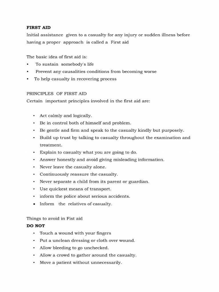 UNIT - I, Basic First Aid | PDF