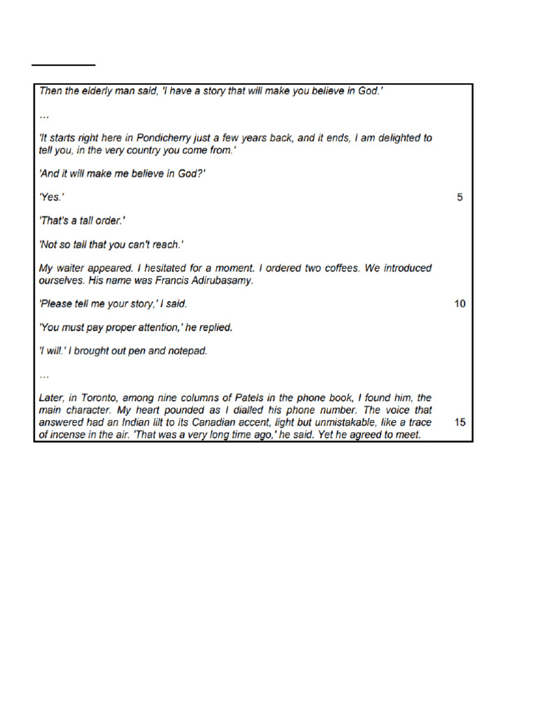 Life of Pi Contextual Questions Part 1 | PDF