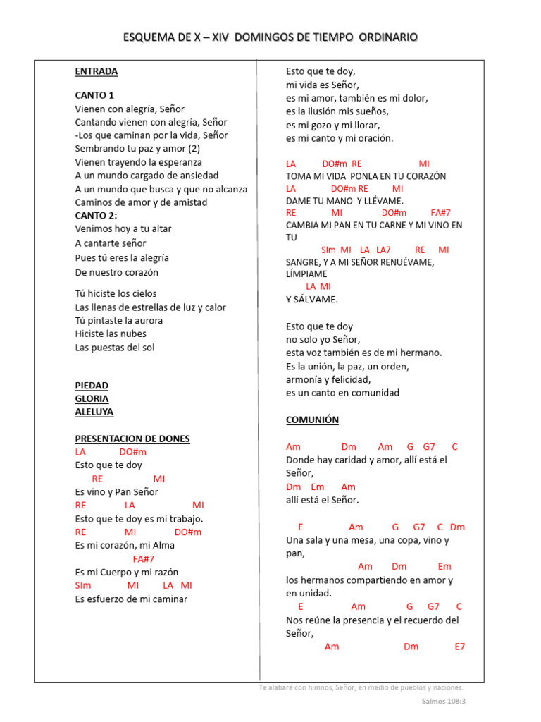 Esquema de Tiempo Ordinario X - XII | PDF | Amor