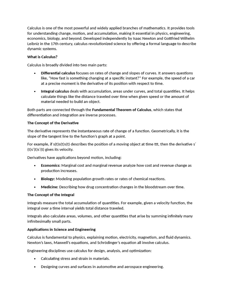 Calculus - The Mathematics of Change | PDF | Calculus | Integral