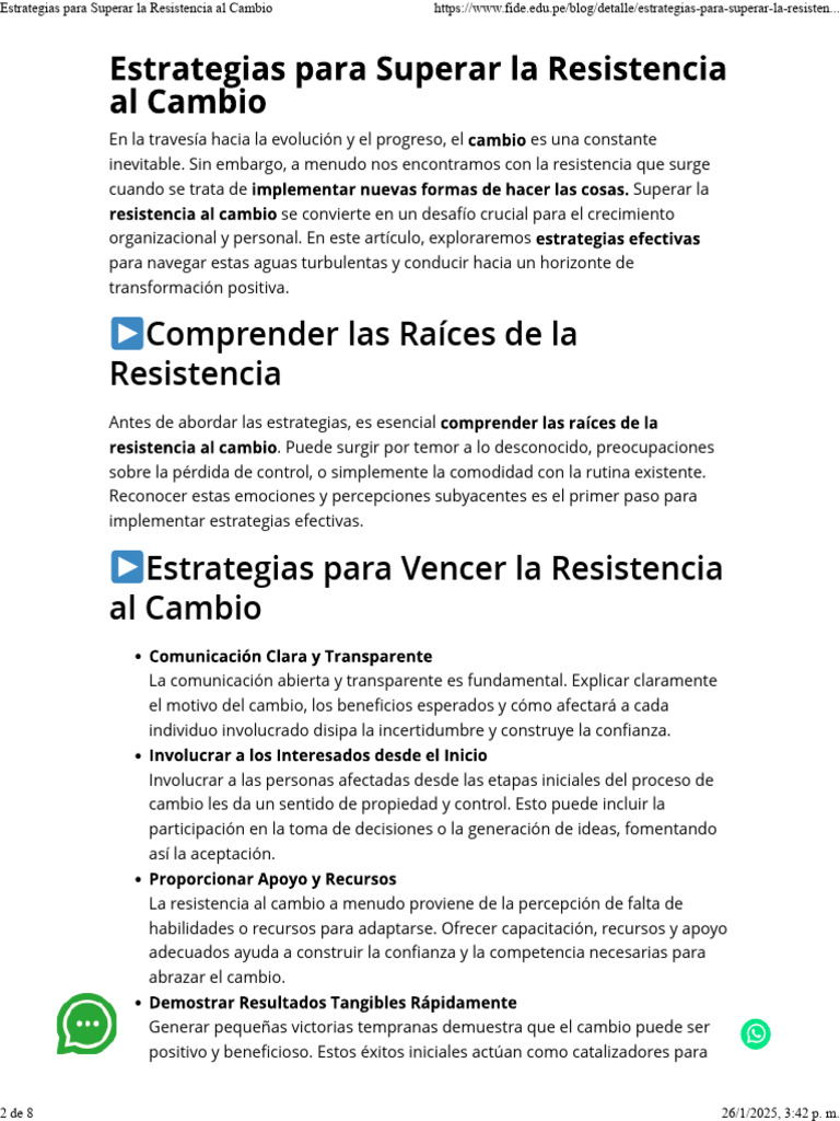 Estrategias para Superar La Resistencia Al Cambio | PDF | Toma de ...