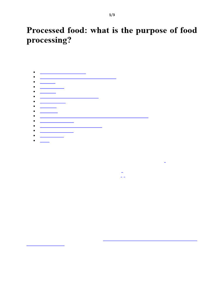 Processed Food - What Is The Purpose of Food Processing | PDF | Food ...