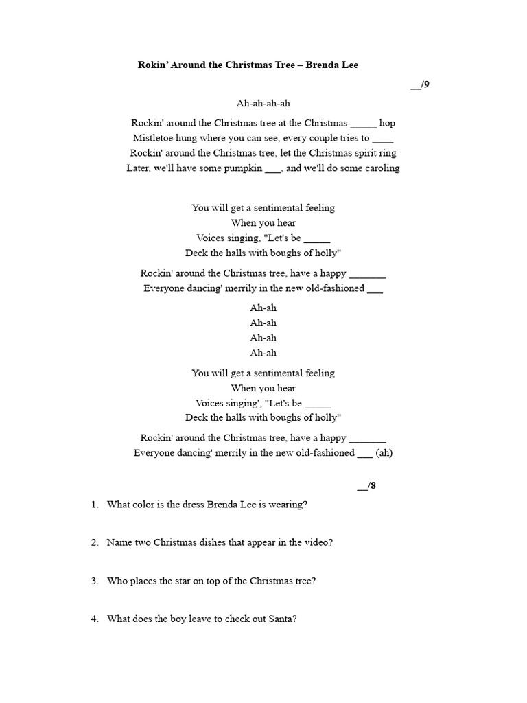 rokin around the christmas tree lyrics | pdf