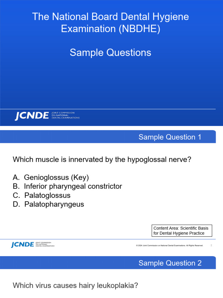 NBDHE Sample Questions Overview | PDF | Dentistry | Periodontology
