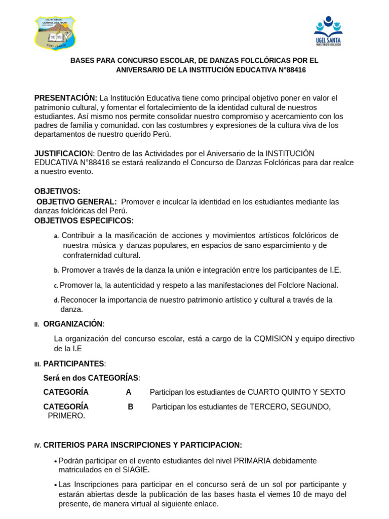 Concurso de Danzas Folklóricas 2025 | PDF | Bailes | Ritmo