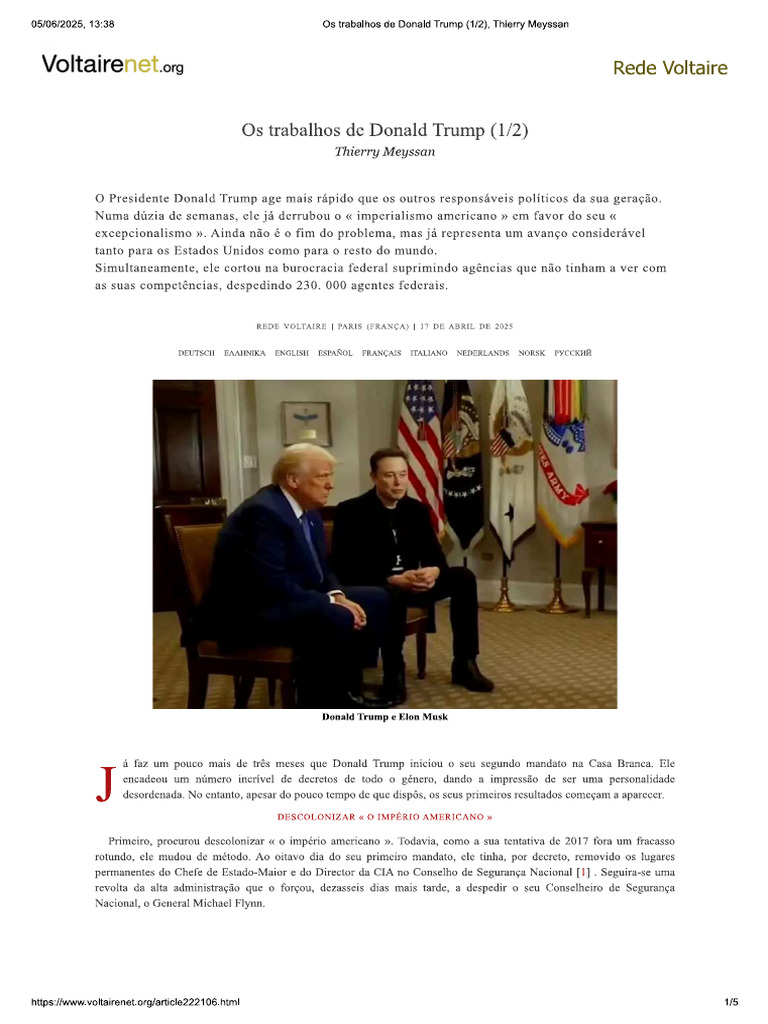 Os Trabalhos de Donald Trump | PDF