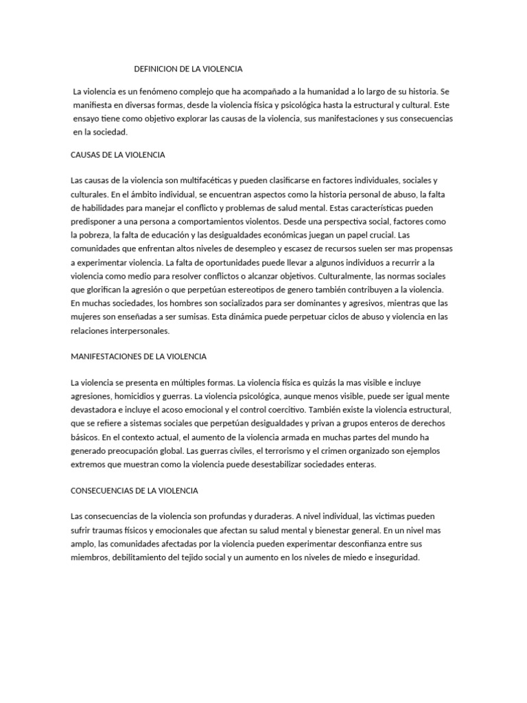 Causas y Consecuencias de la Violencia | PDF | Violencia | Aquiles