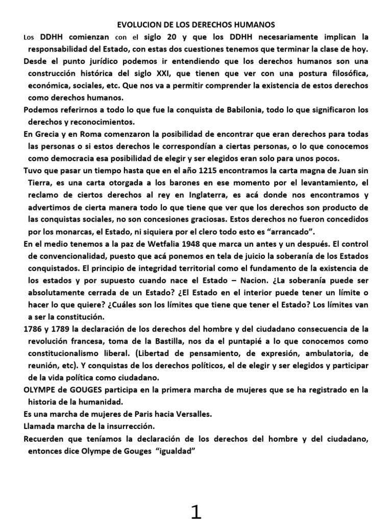 Evolución Histórica de los Derechos Humanos | PDF | Derechos humanos ...