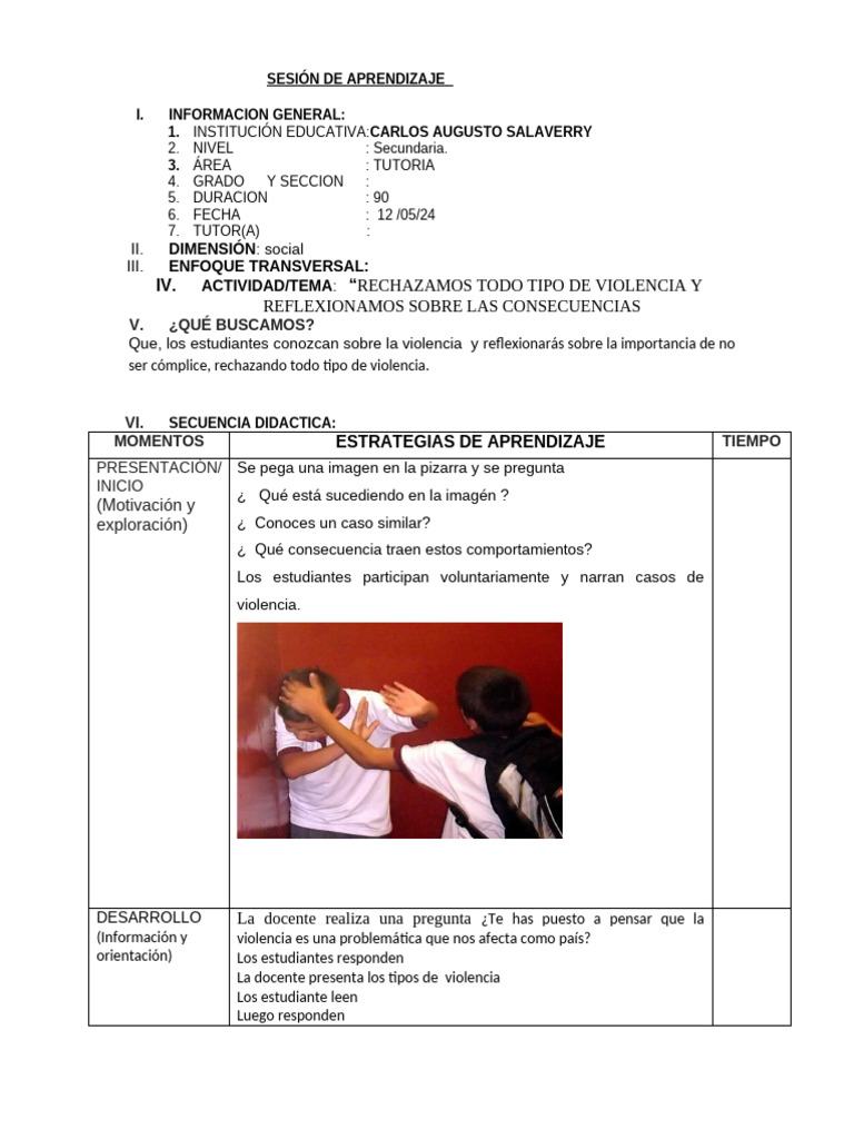 Rechazo a la Violencia en la Escuela | PDF | Violencia