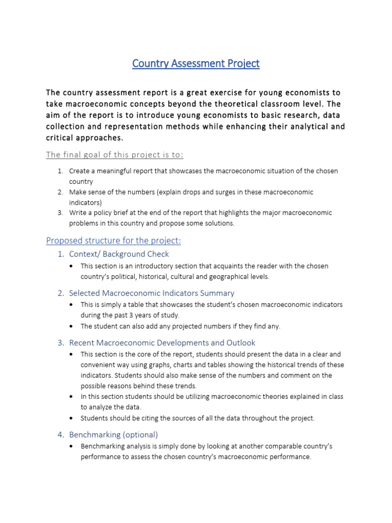 Country Assessment Project | PDF | Macroeconomics | Economics