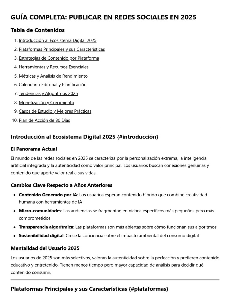 Plan de Redes Sociales 2025 | PDF | Inteligencia artificial ...