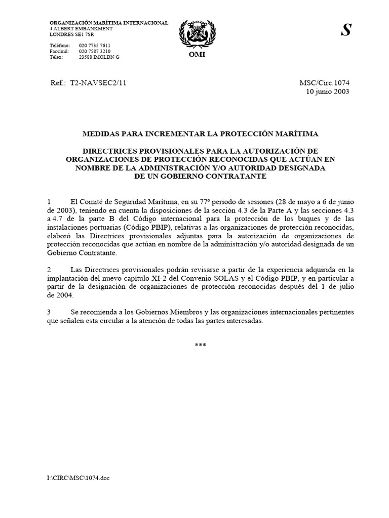 Circ 1074 Opr Calidad | PDF