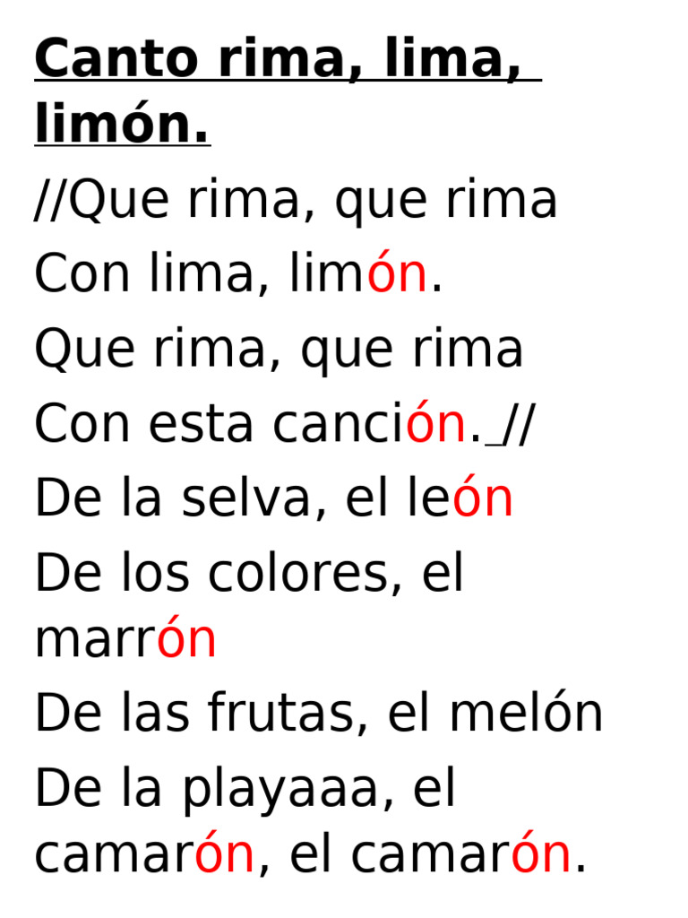 Rimas infantiles: Lima y limón | PDF