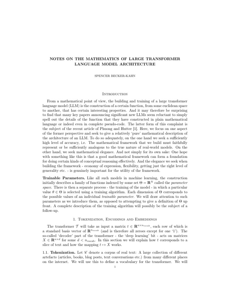 Mathematics of LLMs Part 1 | PDF | Matrix (Mathematics) | Applied ...