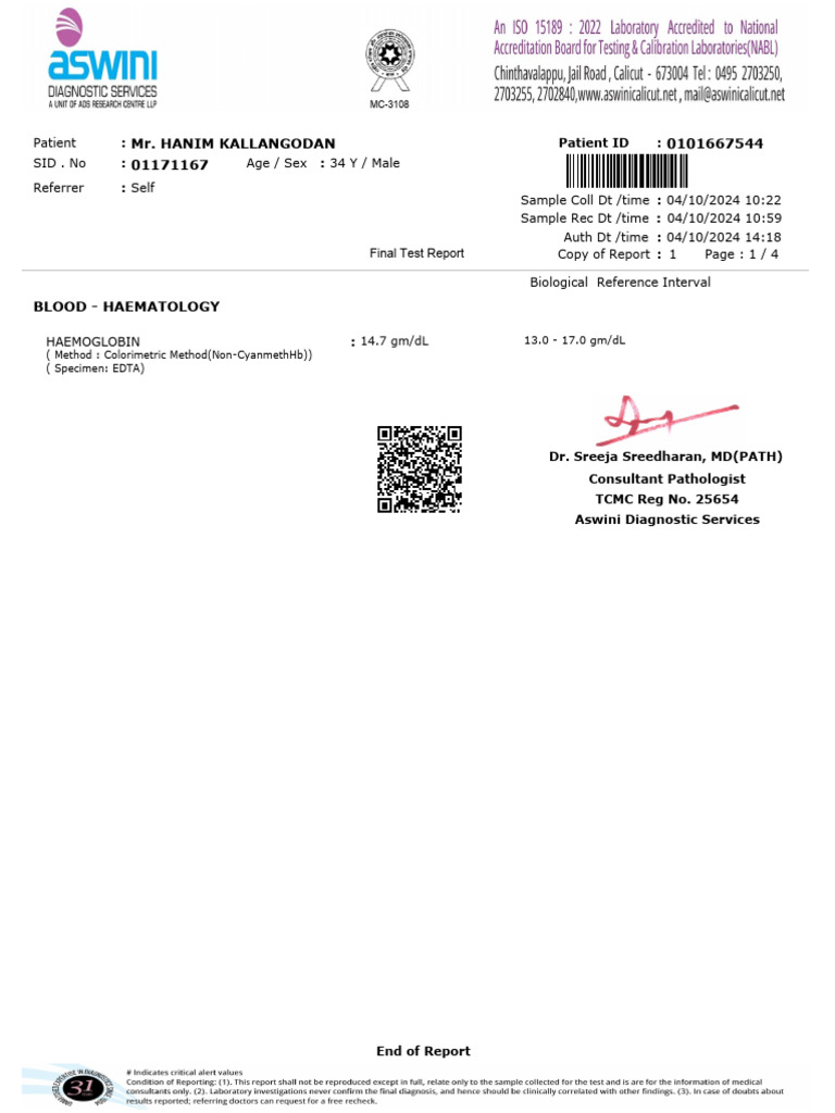 Comprehensive Blood Test Report | PDF | Cholesterol | Medical Specialties