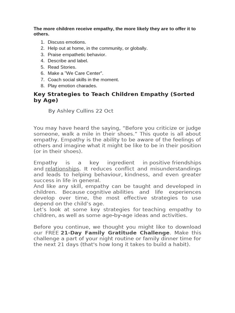 Teach Children Empathy: Key Strategies | PDF | Empathy | Emotions