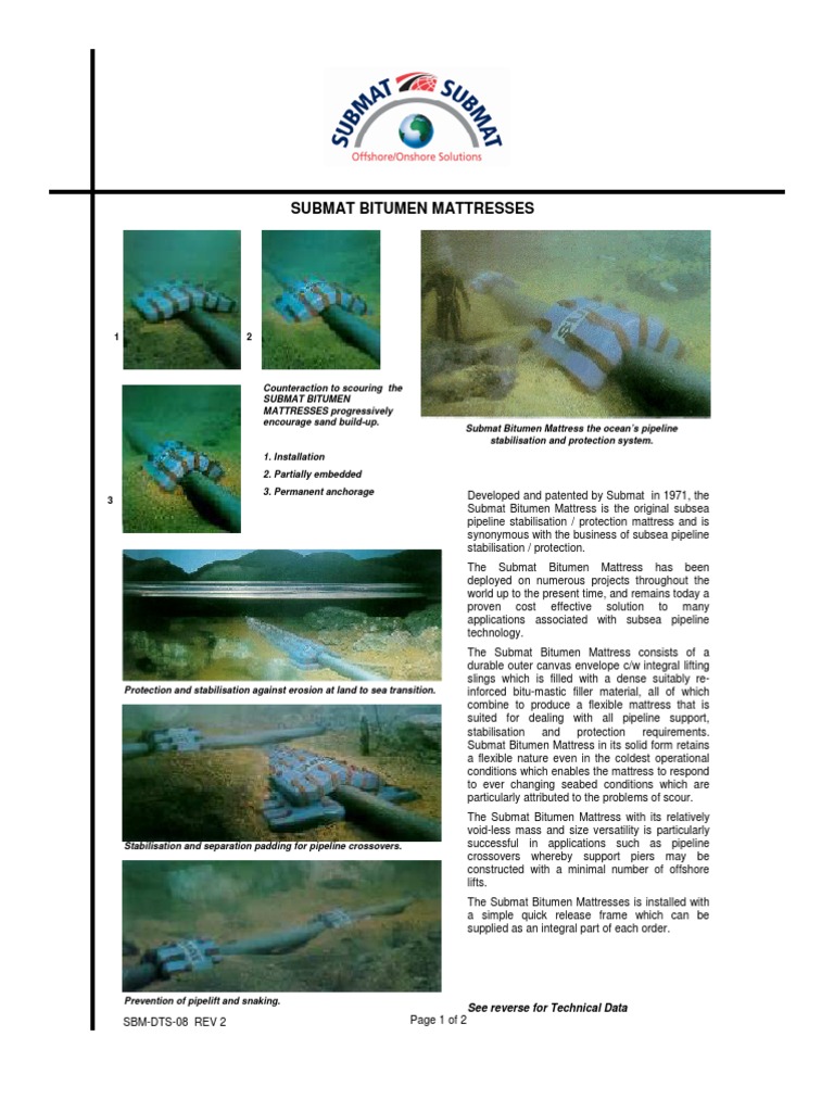 Submat Bitumen Mattresses Overview | PDF | Pipeline Transport | Mattress