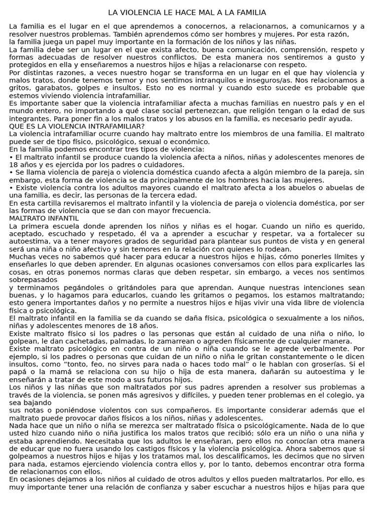 Impacto de la Violencia en la Familia | PDF | Violencia doméstica ...