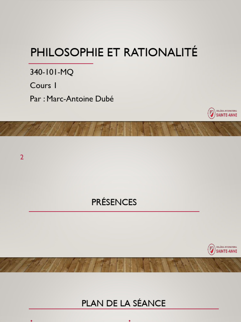 Philosophie et Rationalité en Cours | PDF