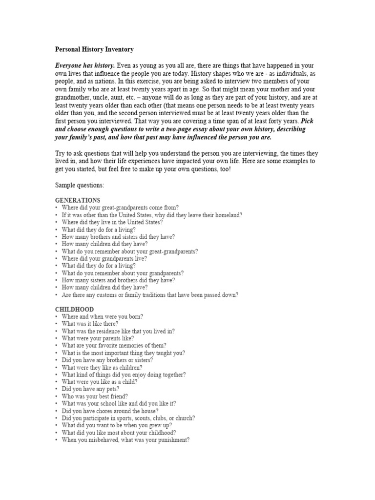 Family History Interview Guide | PDF | Behavioural Sciences
