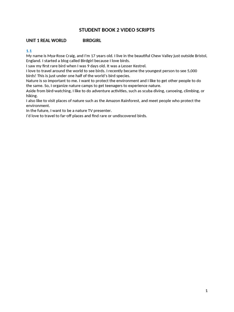 Student Book 2 Video Scripts Overview | PDF | Influenza | Antarctica