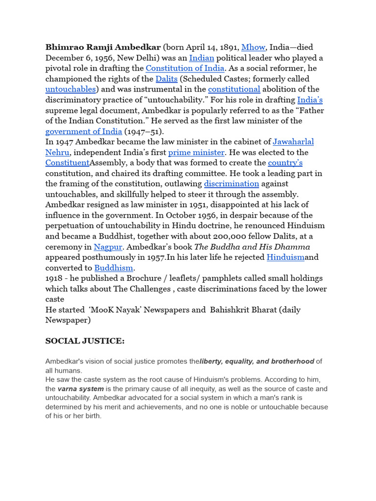Dr. B.R. Ambedkar: Champion of Dalit Rights | PDF | Dalit