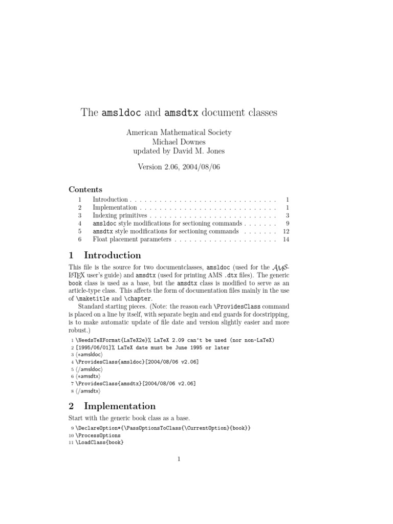 AMS Document Classes: amsldoc & amsdtx | PDF | Typography | Text