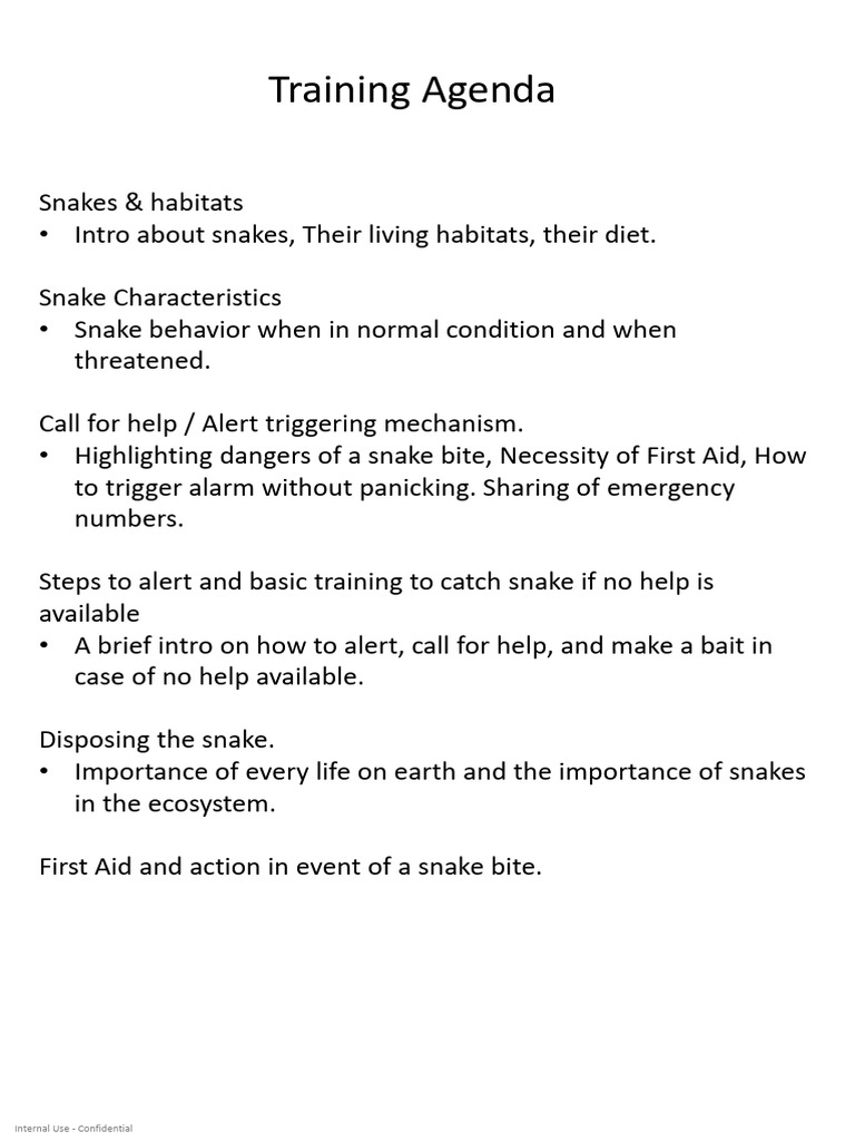 Snake Behavior and Safety Training | PDF