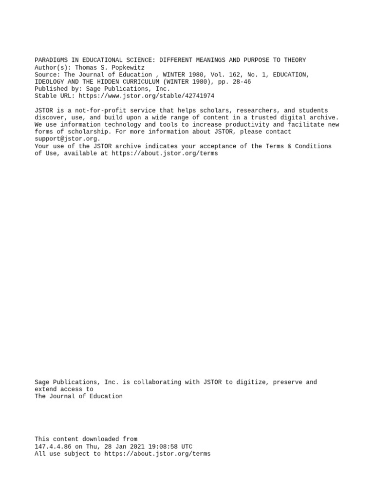 Paradigms in Educational Science - Different Meanings e To Theory | PDF ...