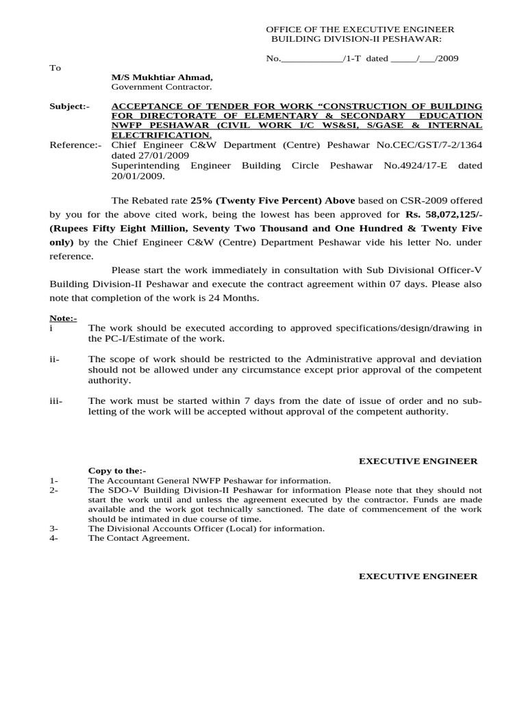 Government Work Orders for Construction | PDF