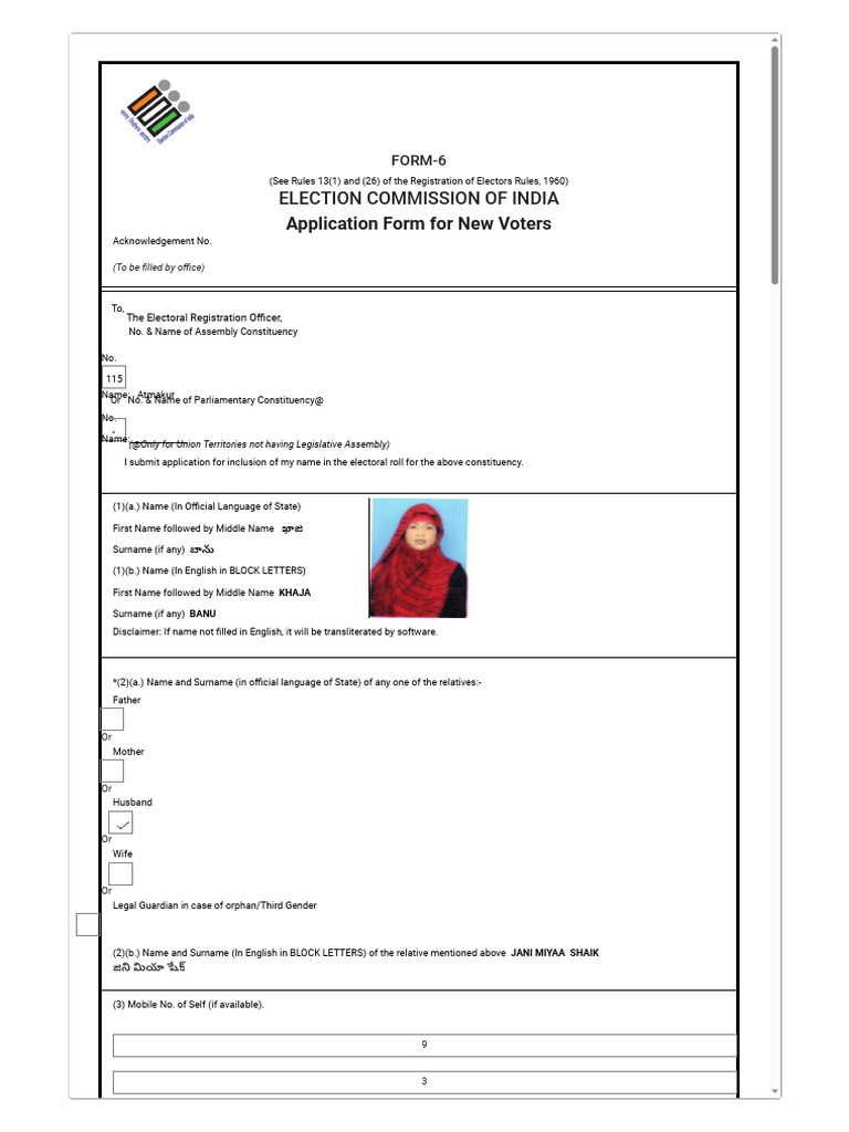 Form 6 | PDF | Electoral District | Government