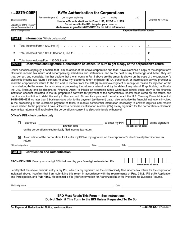 E-file Authorization for Corporations | PDF | Equity (Finance) | Irs ...