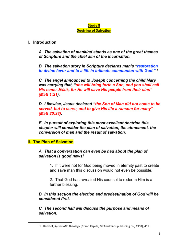 Doctrine of Salvation Explained | PDF | Salvation | Grace In Christianity