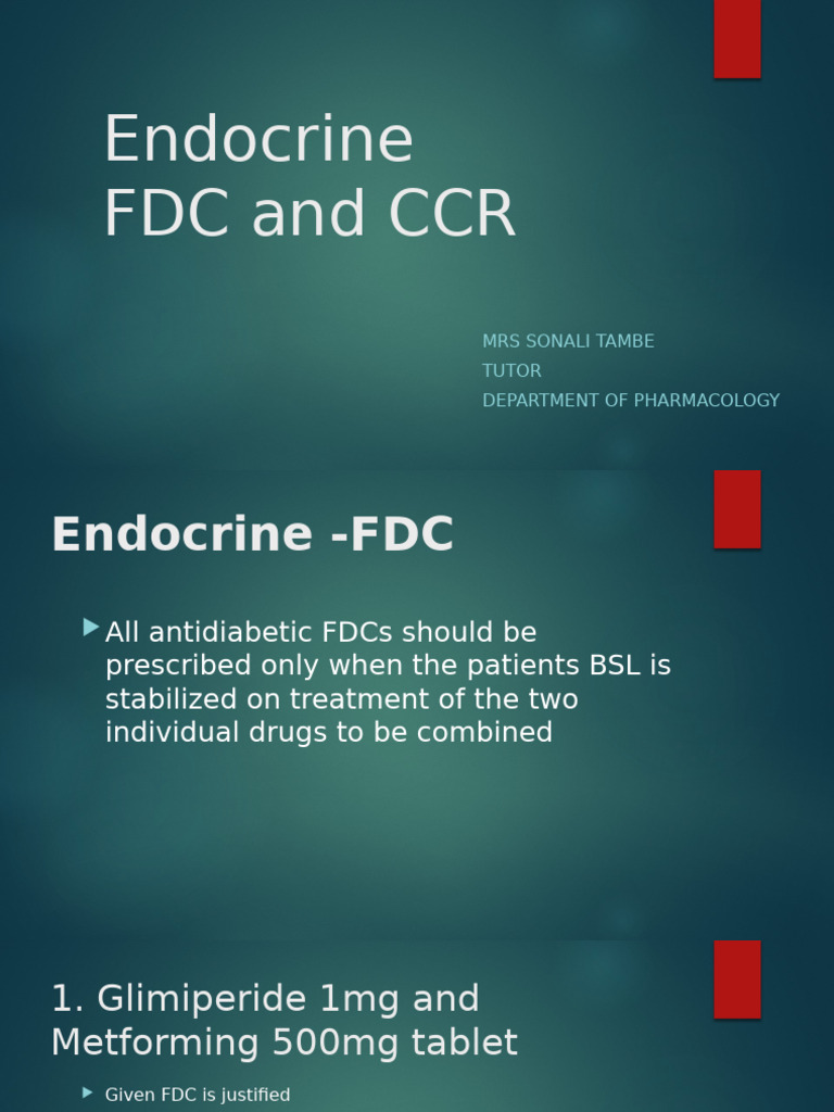 Endocrine FDC and CCR in Pharmacology | PDF | Insulin | Menstrual Cycle